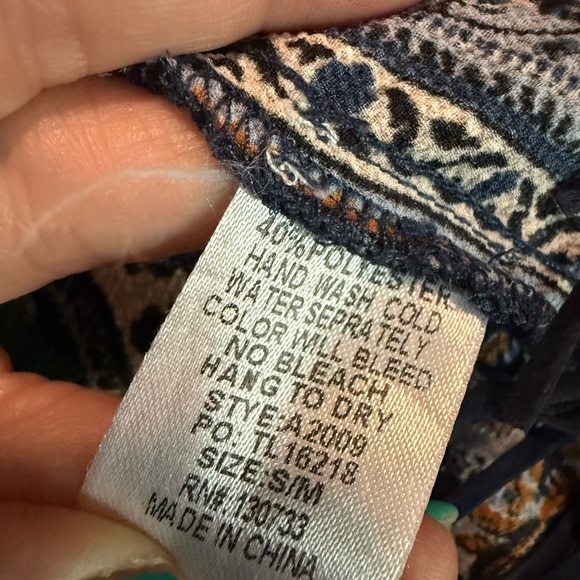 Umgee Open Fringe Hem Cardigan Kimono Patchwork Mix Print S/M Red Blue Yellow - Picture 8 of 14